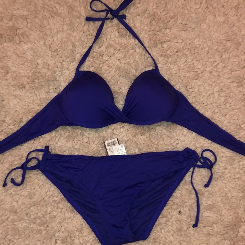 Royal blue push up bikini set